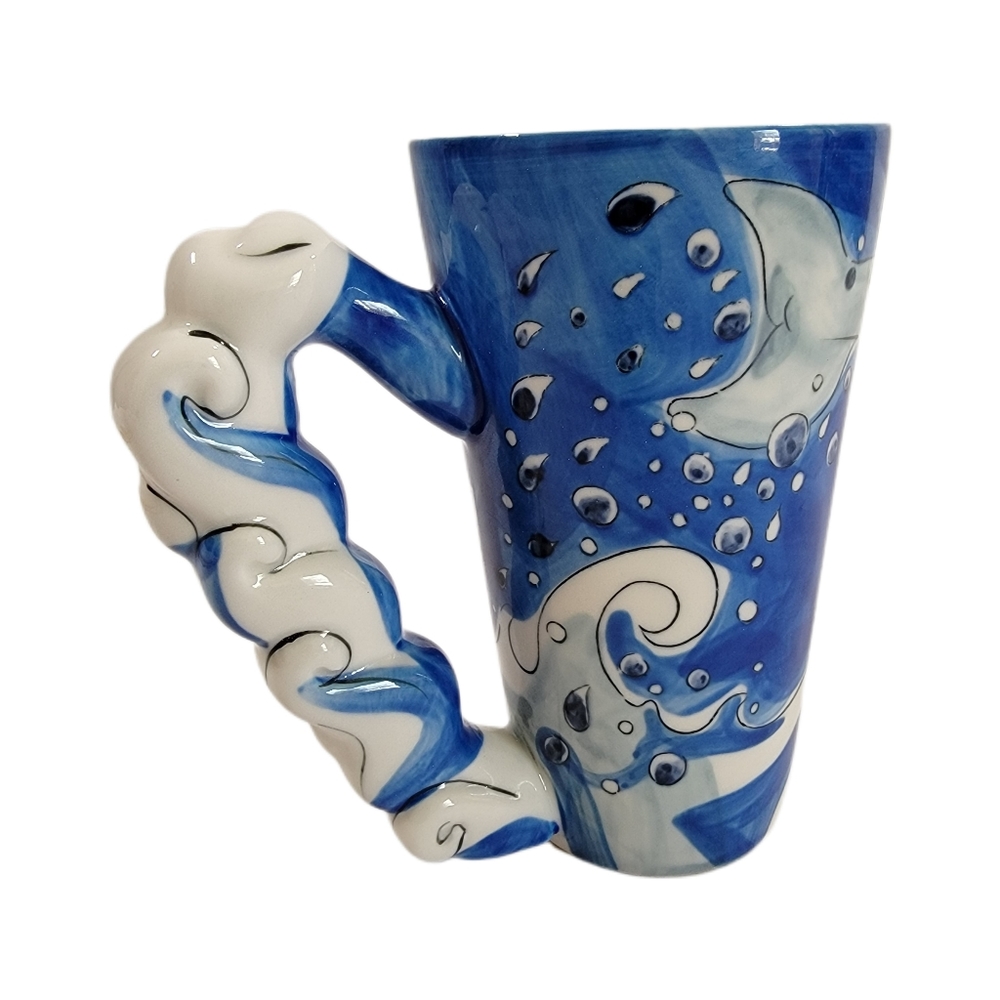 Dolphins 3D Figural Wave Handle Florida Marketplace Mug